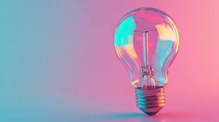 A glowing holographic lightbulb symbolizing AI-powered business innovation on a clean gradient background. Ample clean copy space provided.