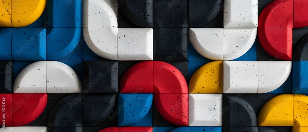 Poster colorful abstract geometric shapes with texture and dimension for modern art background or design el