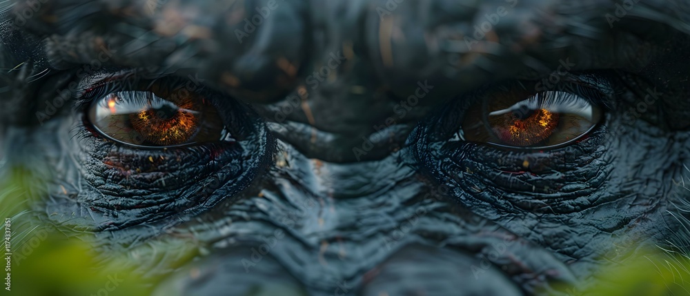 Aufkleber close-up of primate eyes showing intense emotion and intriguing detail in nature setting