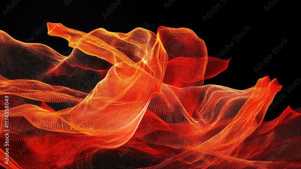 Poster a glowing network of ai-enhanced textile fibers, digital pathways running through fabric, with clean