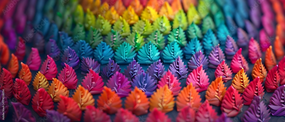 Aufkleber colorful gradient leaves in a spiral pattern creating a vibrant display of artistry and design eleme