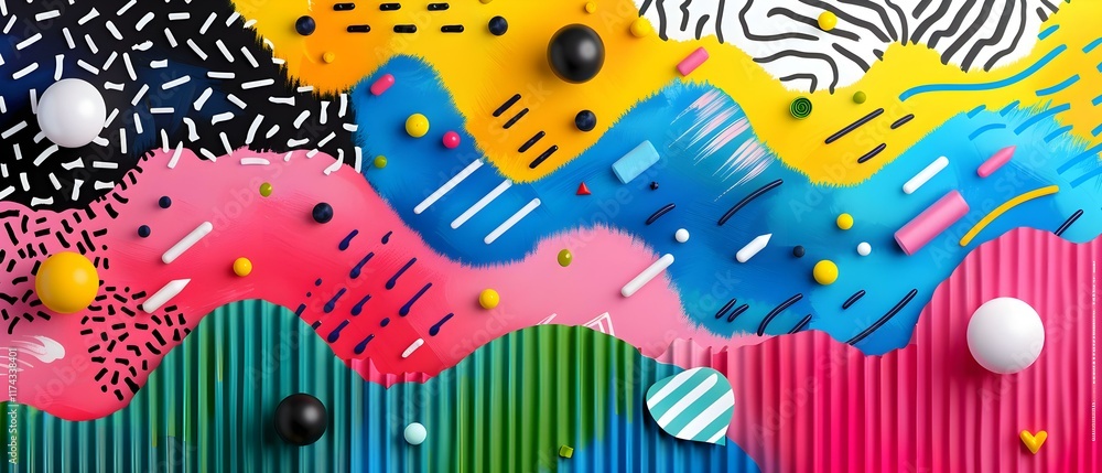 Aufkleber vibrant abstract background with colorful patterns and geometric shapes on textured surfaces