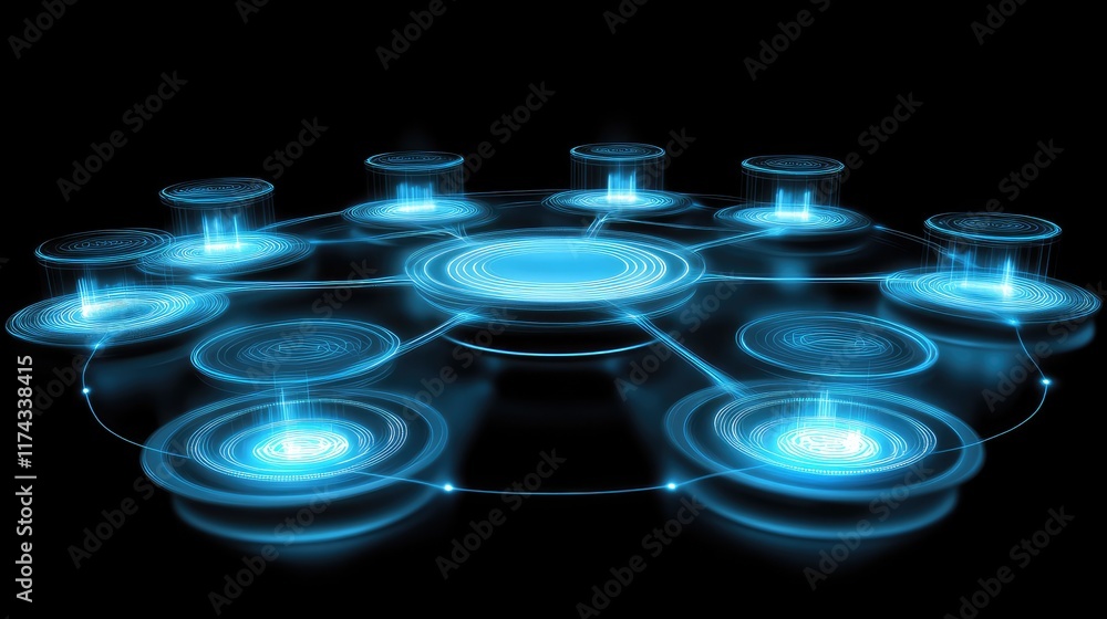 Poster a glowing representation of ai algorithms balancing data with ethical considerations, surrounded by 
