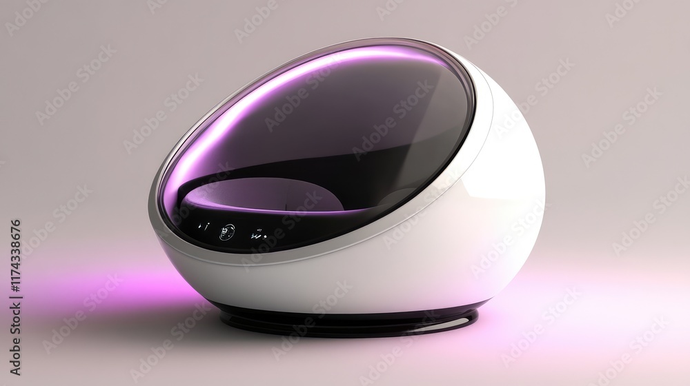 Poster a glowing virtual device with assistive technology features, powered by ai, creating space for copy.