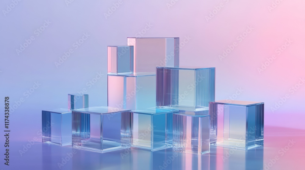 Poster a holographic depiction of machine learning models evolving on a clean gradient background, offering