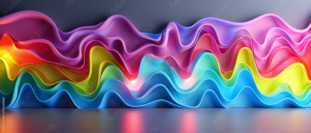 Poster abstract wave pattern in vibrant colors creating a dynamic visual texture for modern design and art