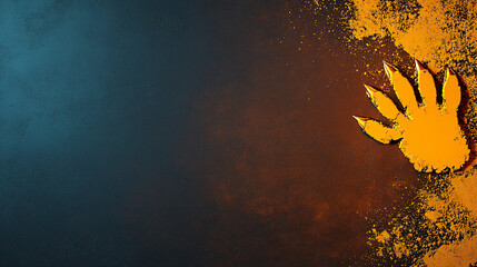 bold backdrop featuring sharp tiger claw marks in vibrant orange against textured blue and brown background, creating striking visual impact