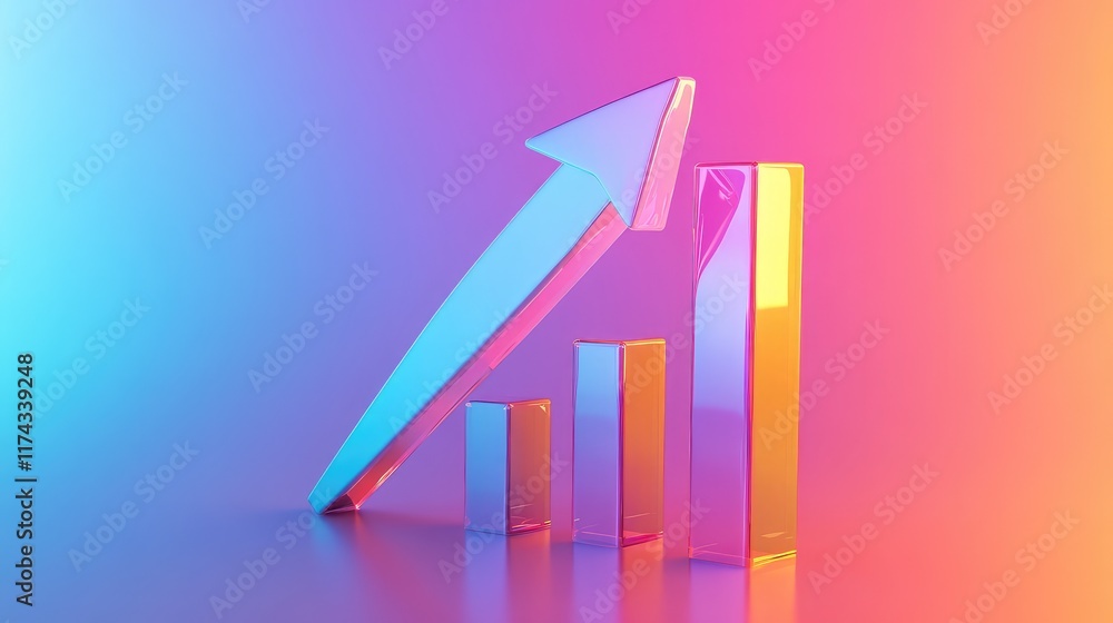 Poster a holographic representation of a business growth strategy powered by ai on a clean dark gradient ba