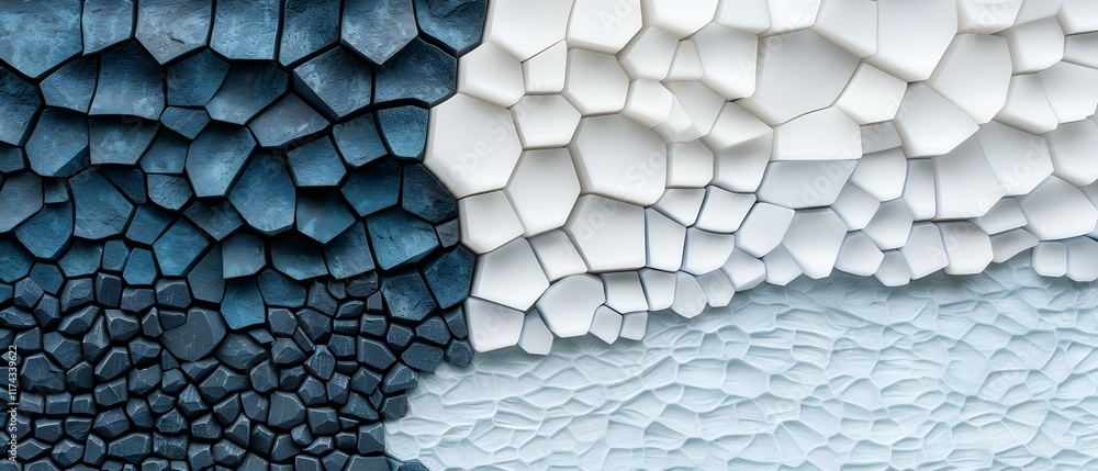 Poster abstract textured background with geometric shapes in dark blue and white color palette for modern d