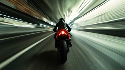 Obraz premium Night Rider: Speed and Motion Blur in a Tunnel