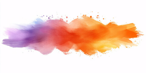 An abstract watercolor painting featuring a vibrant blend of orange, purple and red hues.