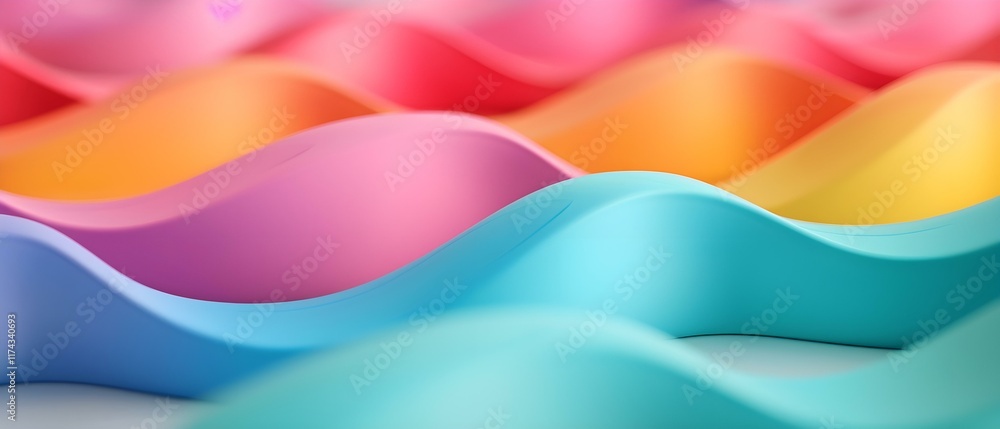 Aufkleber colorful abstract waves in soft pastel tones creating a gentle flowing texture for background design