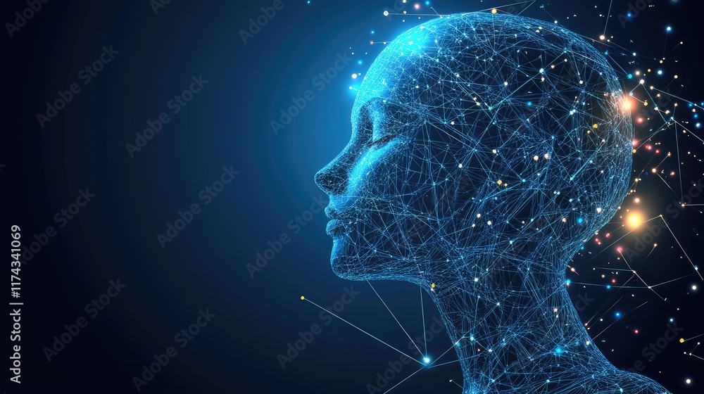 Poster digital flow of ai algorithms and small business data processing over a sleek background, with ample
