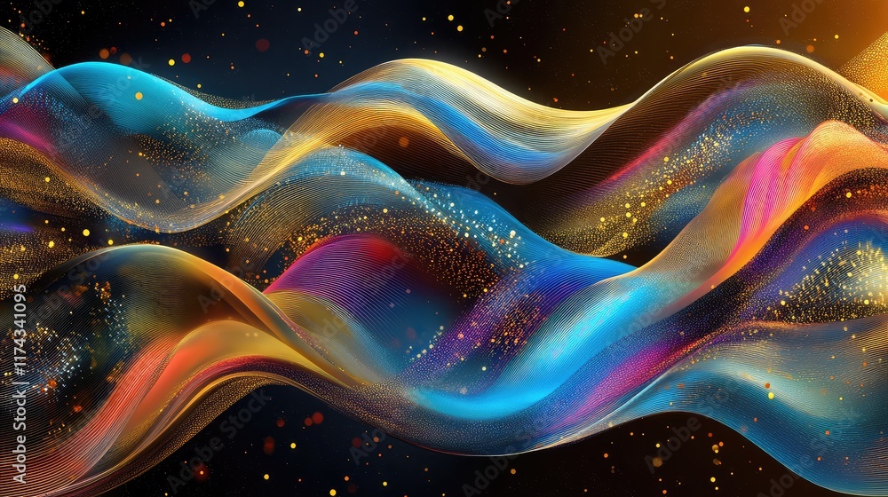 Poster digital flow of ai algorithms and small business data processing over a sleek background, with ample