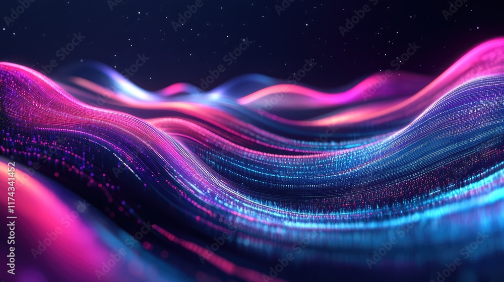 Poster glowing ai data points transforming small business decisions, displayed over a sleek background with