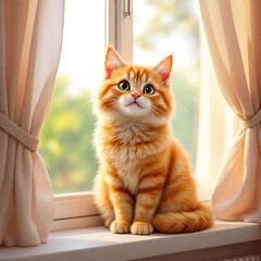 Orange Tabby Kitten by Window