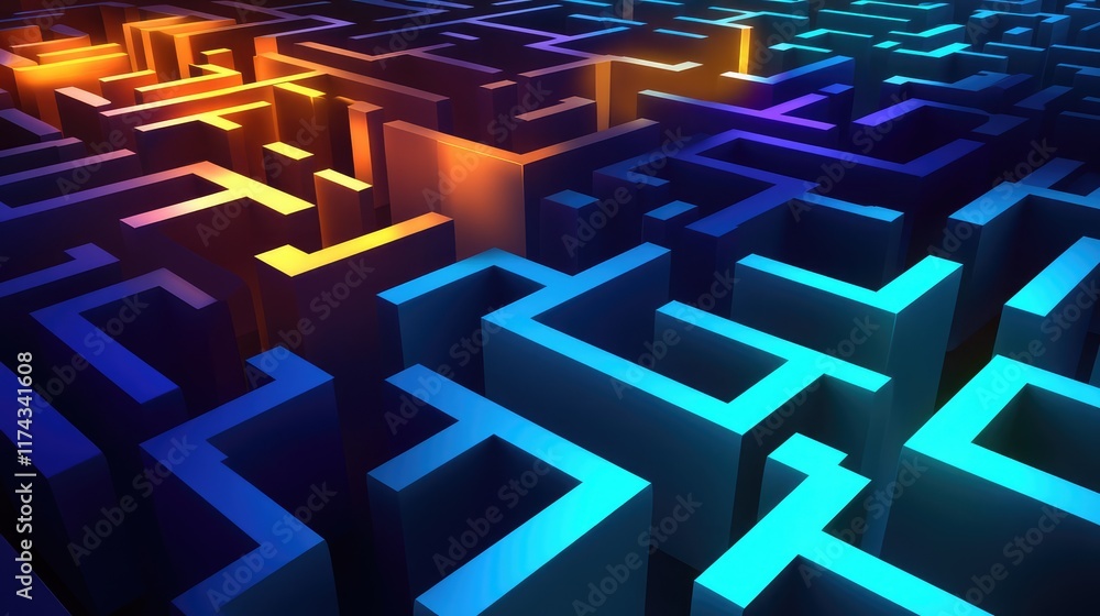 Poster glowing digital pathways symbolizing ai-driven business solutions on a clean gradient background, le
