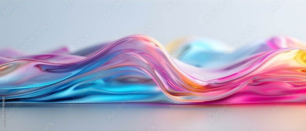 Aufkleber colorful abstract waves of fluid light with soft gradient patterns flowing across a smooth surface