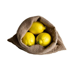 Fresh Lemons in Burlap Sack