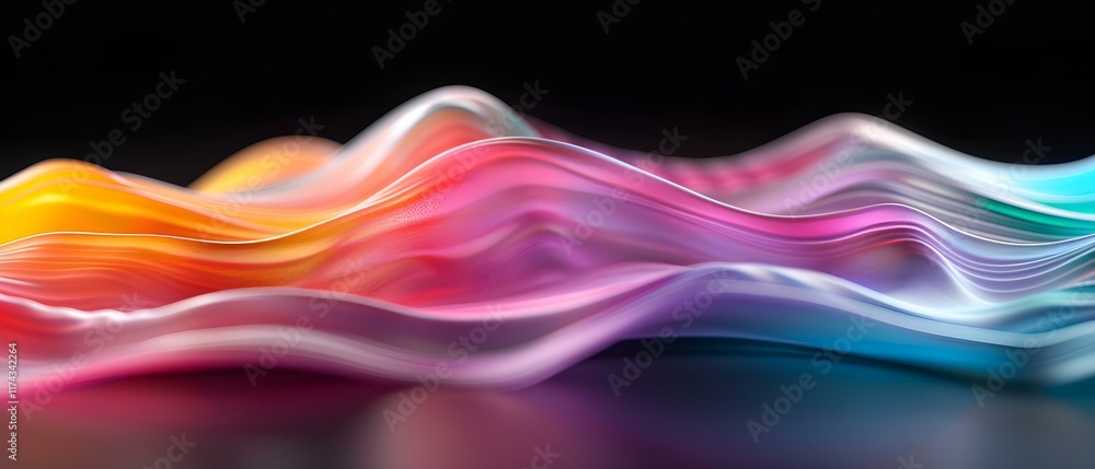 Poster Abstract Fluid Waves with Vibrant Colors on a Dark Background Capturing Dynamic Motion and Energy in Design