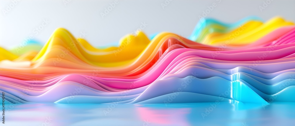 Poster colorful waves of abstract paper art creating a vibrant and dynamic visual experience for modern bac