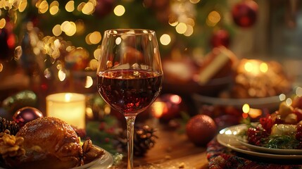 Christmas Dinner with Red Wine