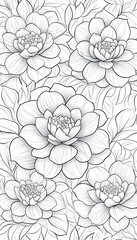 Fototapeta premium Mandala created with clean, detailed contour lines, showcasing symmetrical geometric and floral patterns. Minimalistic design with an artistic, balanced aesthetic