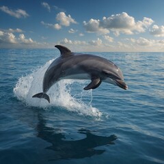 Fototapeta premium A dolphin flying with angel wings.