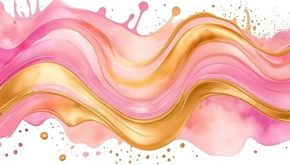 Abstract Pink and Gold Liquid Wave Design