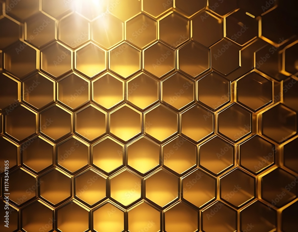 Poster Golden Hexagonal Pattern Abstract Background Design