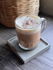 A cup of cappuccino coffee