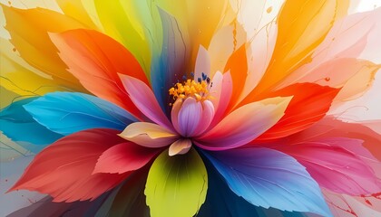 Obraz premium Rainbow Lotus: A Vibrant, Expressive Floral Masterpiece