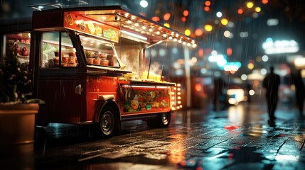 Obraz premium food truck in city festival , selective focus