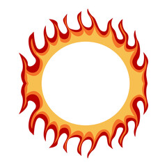 Flame Frame Border with Cartoon Design Style. Vector Illustration on White Background