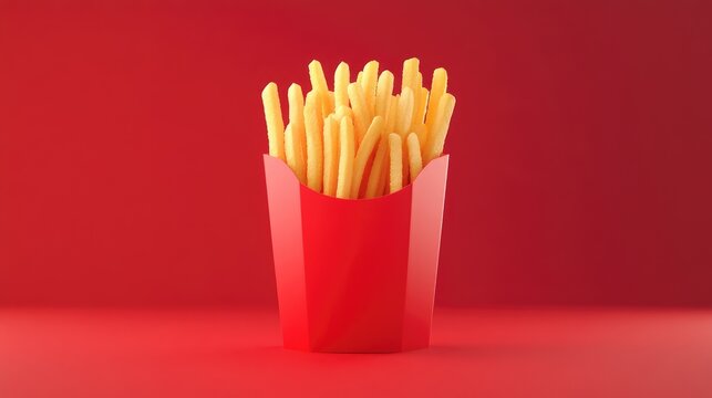 French fries red pack on a red background