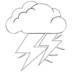 Black Thunderstorm Outline or line art vector Illustration Minimalist Flat Vector Design