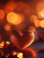 Fototapeta premium Glowing Heart Shaped Bokeh Backdrop for Valentine s Day