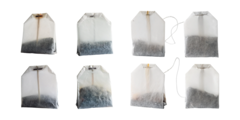 various tea bags, set collection, mega bundle, isolated on transparent background