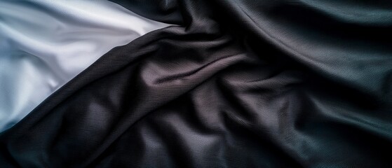 Obraz premium Draped Black and White Fabric Textured Textile Background Elegant Cloth Surface