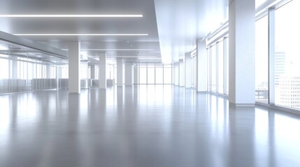 Fototapeta premium Modern Empty Office Space with City View
