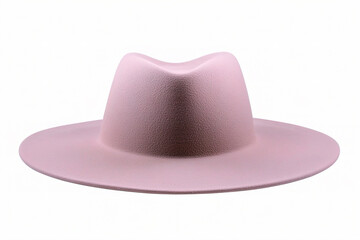 A pastel pink sun hat with subtle texture on a white background. (Generative AI)