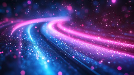 Fototapeta premium Cosmic Nebula: Pink and Blue Glitter Trails