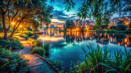 Obraz premium Summer Night Lake Exploration Photography - Urban Exploration