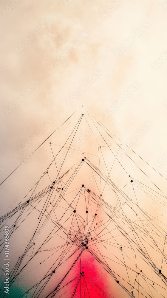 Poster abstract network connections geometric lines points and nodes
