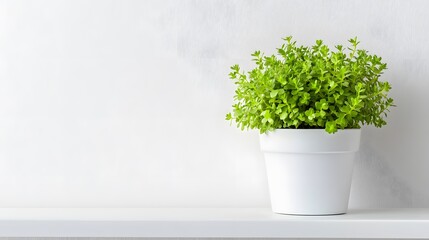 Growing fresh herbs indoor home kitchen decorative plant minimalist style natural light wellness concept