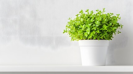 Fototapeta premium Vibrant green plant display minimalist interior photography bright atmosphere close-up nature aesthetics