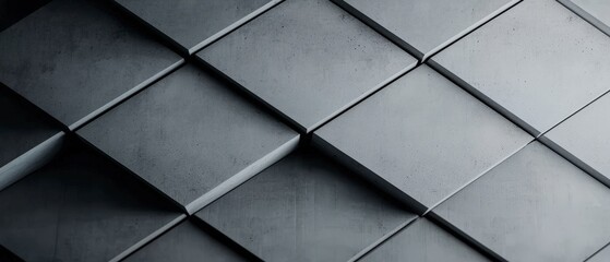 Fototapeta premium Abstract Concrete Tile Pattern Geometric Grey Blocks 3D Wall Texture