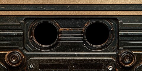 Fototapeta premium Black and gold old fashioned tape recorder