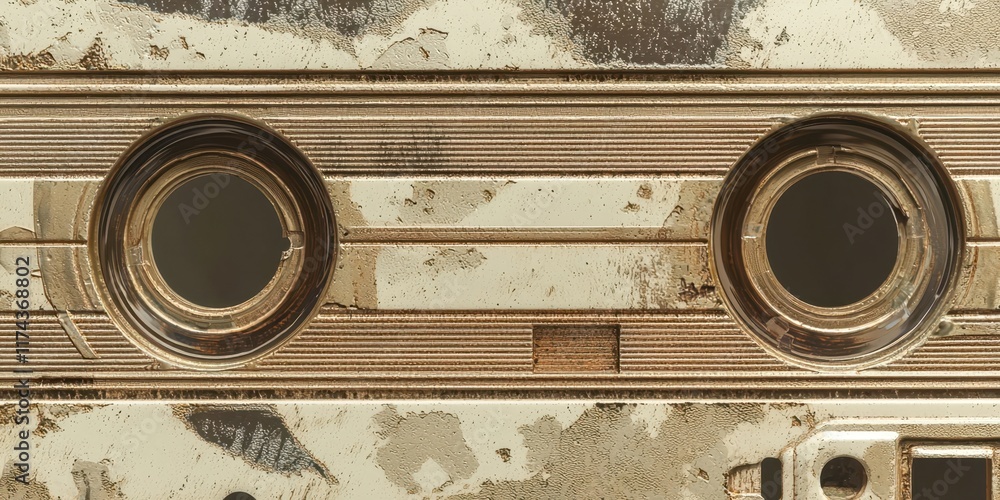 Poster tape recorder with two holes in the middle