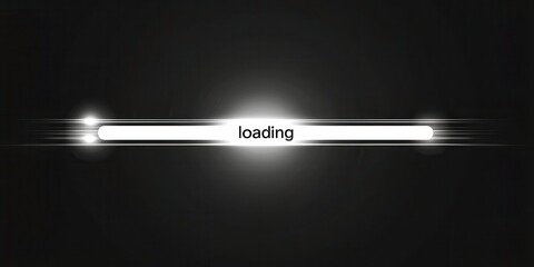 Black and white image of a loading bar with the word "loading" written on it